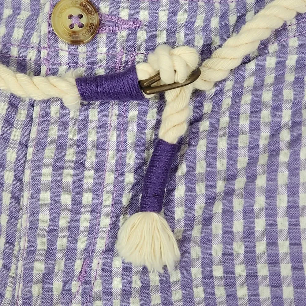 💜NWT H&M Label of Graded Goods Purple Gingham Belted & Cuffed Shorts Youth 14